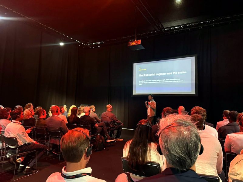 David Dewulf — On stage — “The first social engineer was the snake”